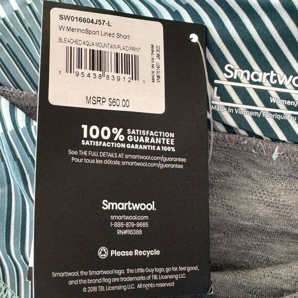 SmartWool Large Sport Lined Shorts Merino Wool Running Athletic Wicking Striped - Picture 8 of 10